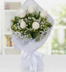 5 Adet Beyaz Gül Buketi